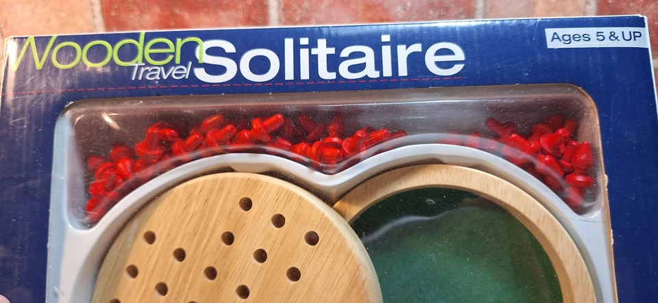 Vintage Solitaire Wooden Puzzle.  Wood Game Board with Wood Pegs.  NIB 1998 - Image 2 of 4