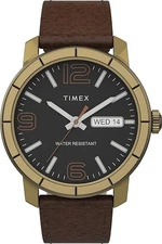 Timex TW2T72700 Leather Strap Watch - Gold/Brown/Black - WR 50M