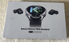 Smart Watch with Earbuds Men Smartwatch 2 in 1 TWS Headset White