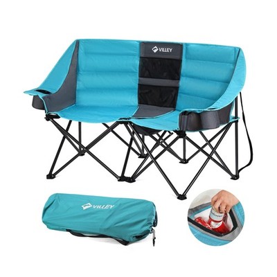 VILLEY Double Camping Chair w/Cooler Bag, Extra Wide Loveseat, Heavy Duty Pad...