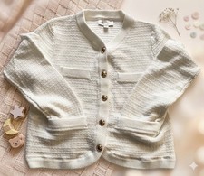 Free Assembly Textured White Cardigan with Gold Buttons Size S