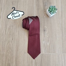Lanvin Paris Burgundy Geometric Silk Tie Vintage Designer Pure Silk Wide Tie