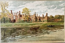 Hampton Court from River Thames, Artist Colour Vintage Postcard Surrey