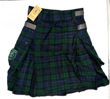 DSS Kilts Men  s Utility Kilt Black Watch Tartan Plaid Cargo Pockets Size 32 NEW