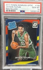 2017-18 Donruss Optic Jayson Tatum Rated Rookie Red/Yellow PSA 10 Celtics BW3