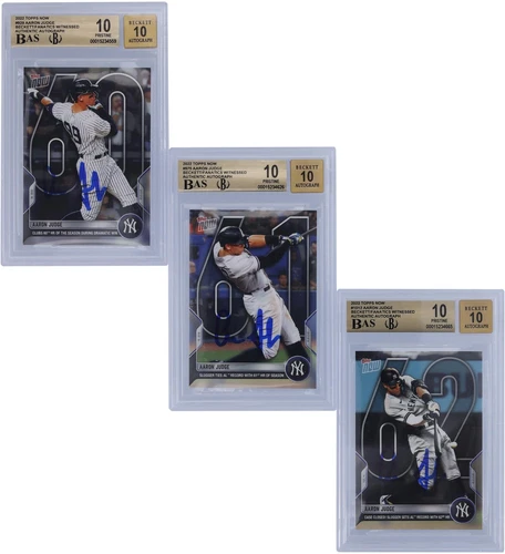 Aaron Judge Yankees Signed 2022 Topps Now Pristine #929,975,1012 BAS 10 Card