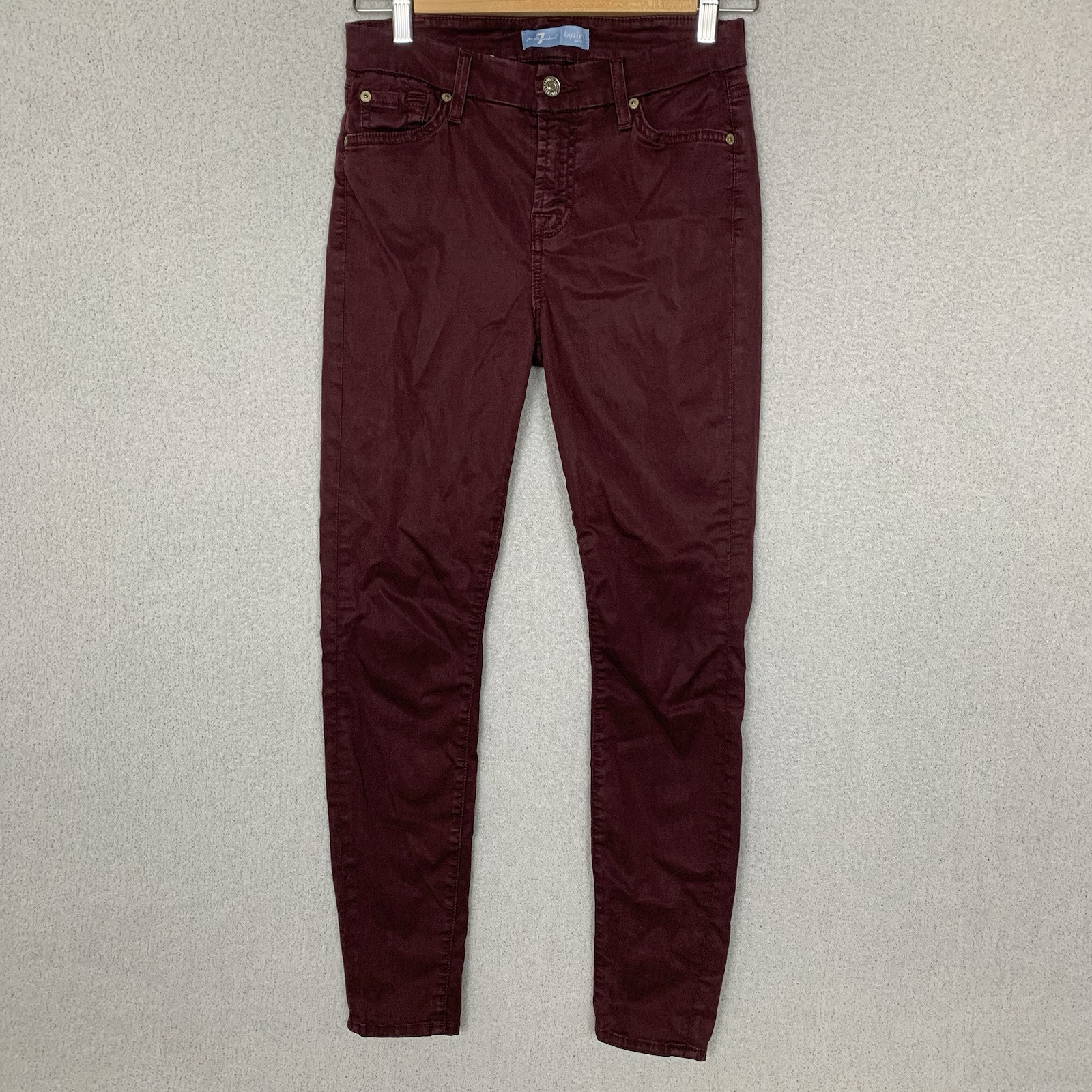 7 For All Mankind Jeans Blair Red High Mid-Rise Skinny Stretch Size 25 (27x27)