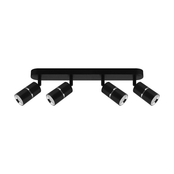Deckenspot Deckenstrahler Metall 4-Flammig B: 59Cm GU10 Schwenkbar Schwarz Chrom-image