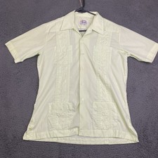 Yucateca Guayabera Shirt Mens Large Embroidered Four Pocket Cuban Cigar VTG