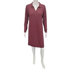 Joan Rivers Womens Long Sleeves V-Neck Collared Sweater Dress X-Small Size Wine