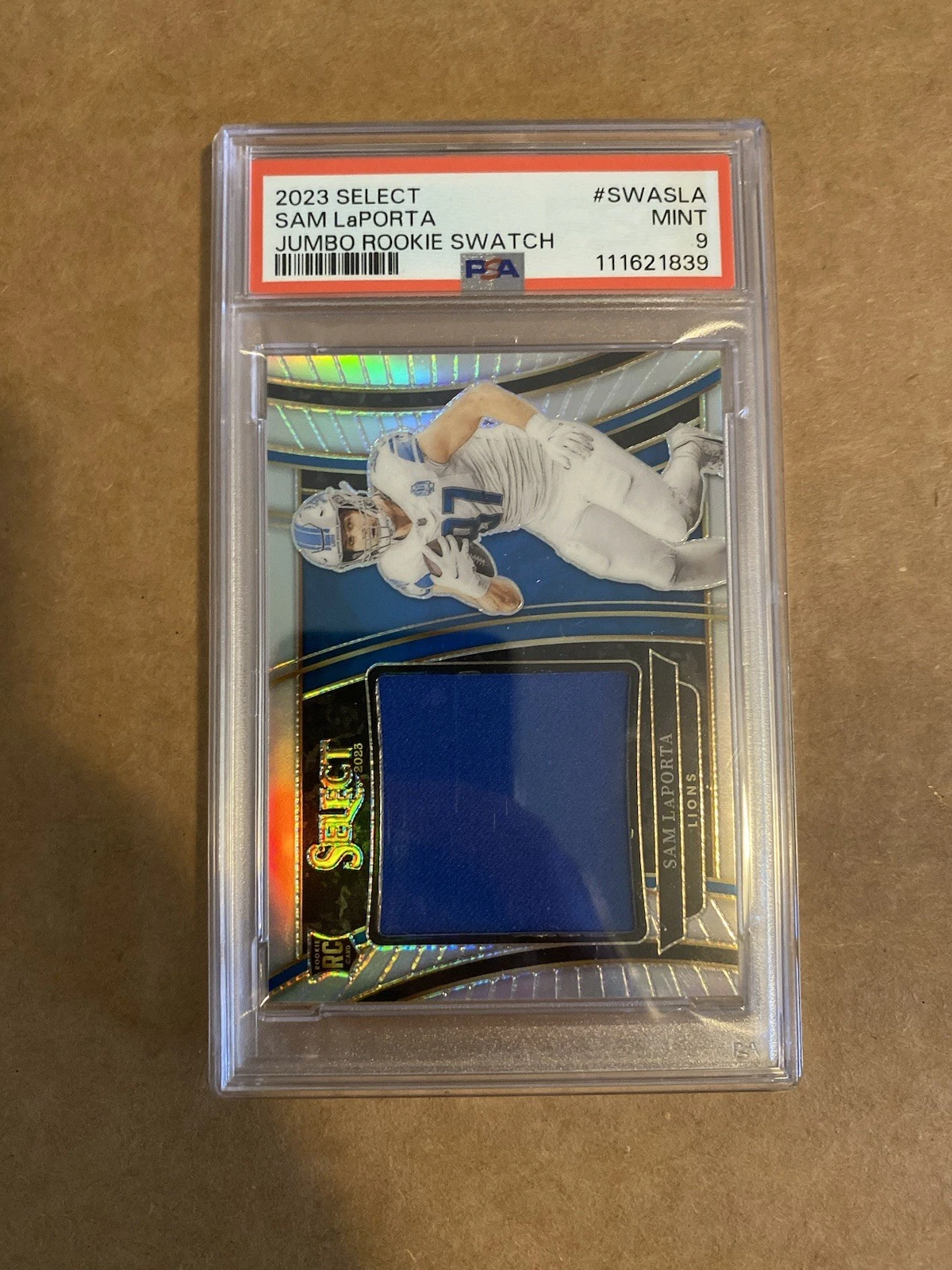 Sam LaPorta Panini Select Jumbo Rookie Swatches #SWASLA Base