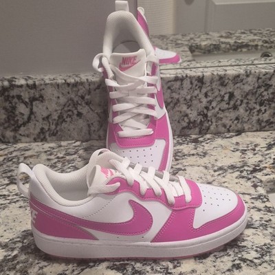 Nike Girls Pink White Low Top Sneakers Lace Up Comfort Lightweight