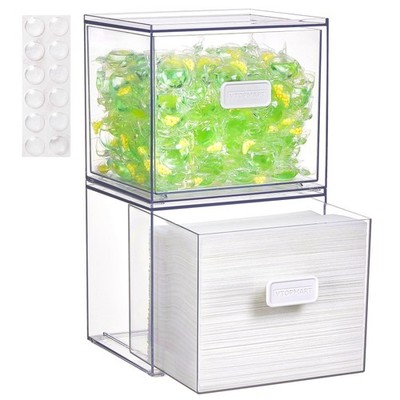 Vtopmart 2 Pack Dryer Sheet Holder and Laundry Pods Container,Clear Stackable...