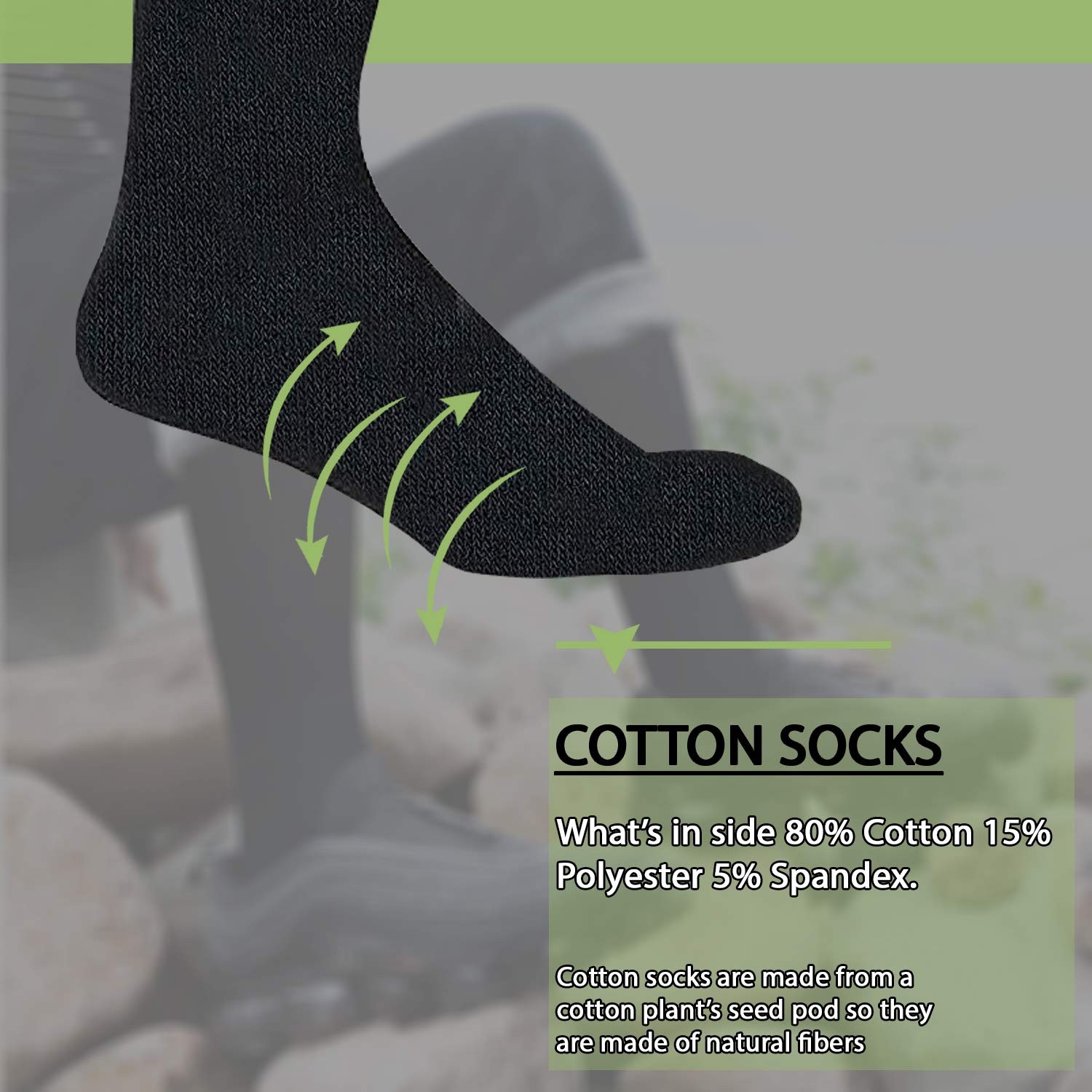 120 PK Mens  Premium Cotton King Size Extra Long Black Tube Socks- 9-15 image 3