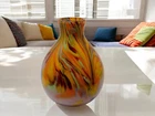 Vintage Murano Art Glass Freeform Bulbous Vase Striking Multi Colours