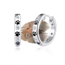 Paw Print Earrings for Women Sterling Silver Cute Pet Puppy Cat Dog Paw Print...