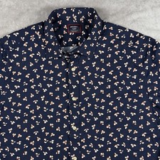 UNTUCKit Connor Performance Shirt XL Short Sleeve Nylon Stretch Navy Blue Floral