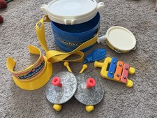 Vintage Fisher Price Marching Band Musical Instrument Lot Drum Tambourine Plus