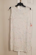 Vintage CAROLE nightgown M splatter paint sleeveless sleepwear gown USA NWT