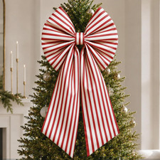 Christmas Decorations, Large Red White Stripes Christmas Bow 36X18 Inch