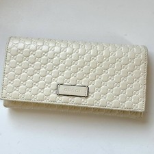 GUCCI Long Wallet MicroShima White Leather Excellent Condition