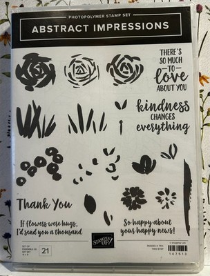 Stampin' Up! ABSTRACT IMPRESSIONS photopolymer stamp set Flowers Thank You Love