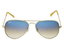 Ray-Ban Sunglasses RB3025 Aviator Gradient Gold Frame Light Blue Lenses 58mm