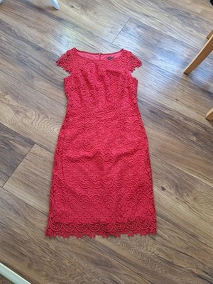s.Oliver Selection Kleid Etuikleid Spitzenoptik 36 S Korallenrot Rot