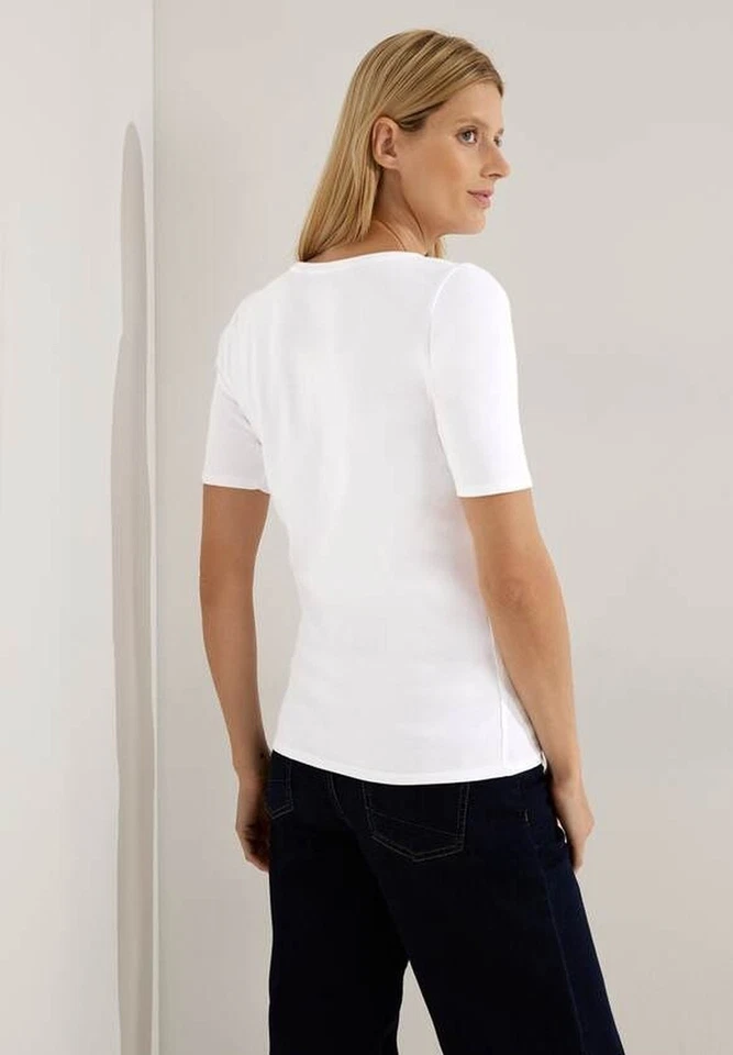 CECIL Basic Kurzarmshirt Lena in der Farbe weiß - Bild 2 von 4
