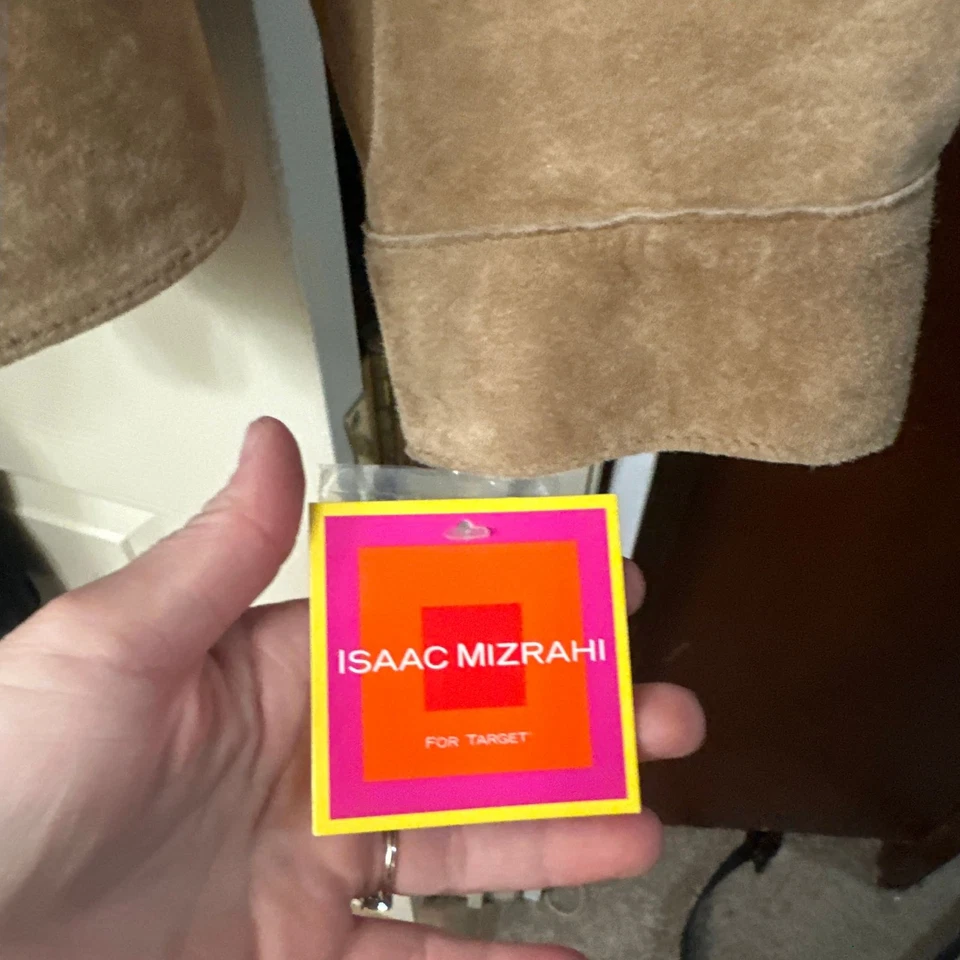 Jaqueta feminina vintage Y2K Isaac Mizrahi camurça marrom. 2003 novo com etiquetas - Imagem 3 de 4
