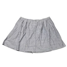 ModCloth Women's 3X Gray Button Front Pleated A-Line Skirt Cotton Blend