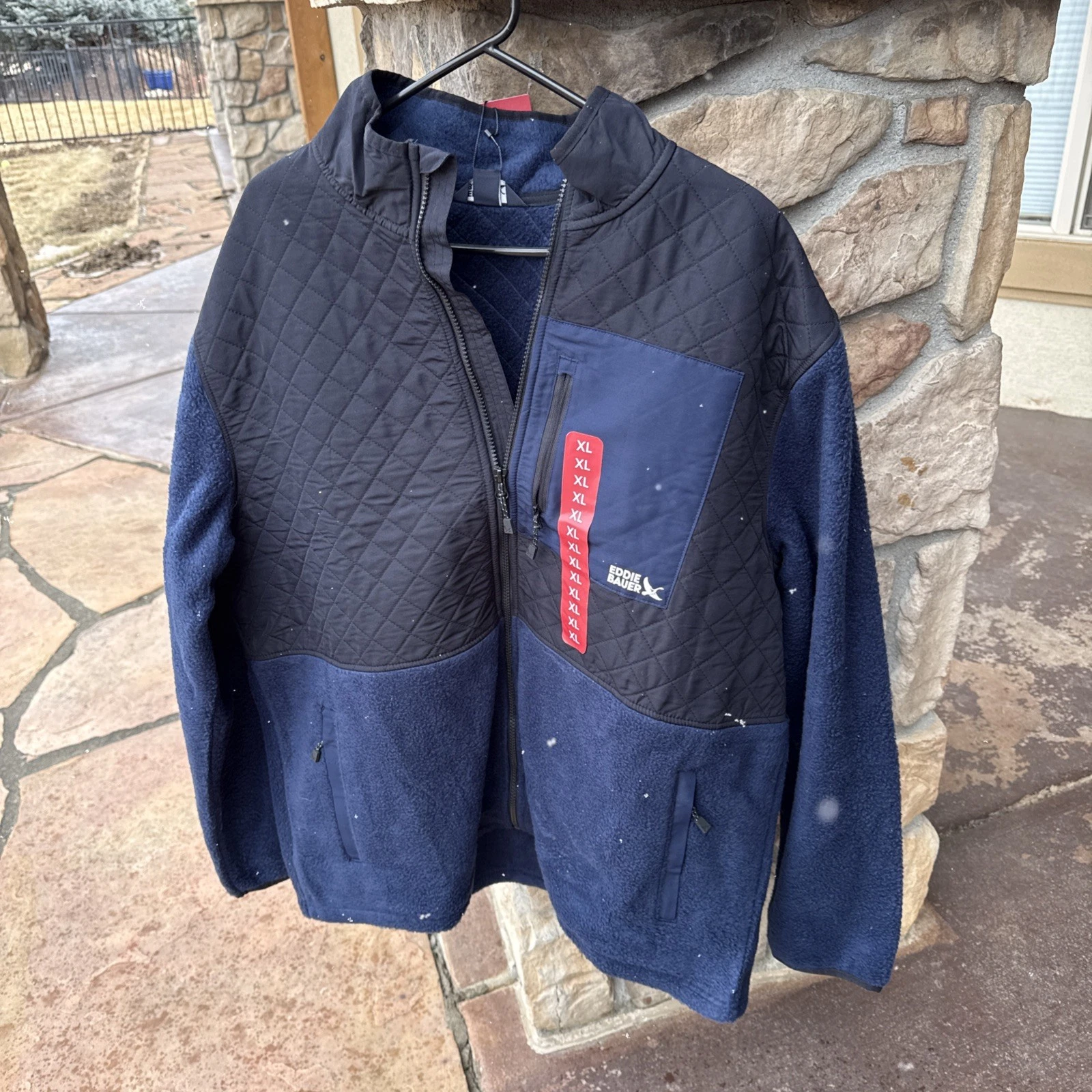 Eddie Bauer Men's Mixed Media Fleece Jacket Size XL Navy