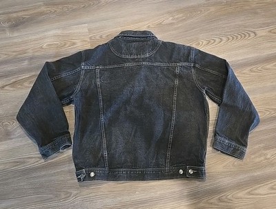 Vintage 90s DG Denim Gear Button Front Jean Trucker Jacket Black