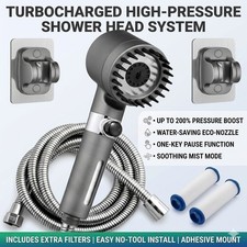 High Pressure Shower Head, Handheld shower head with 5 Filters,1.5m hose
