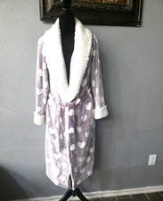 SECRET TREASURES SOFT PLUSH FLEECE/SHERPA HEARTS Purple WRAP ROBE Size S/CH 4-6
