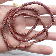 24" strand sliced VENETIAN GLASS trade beads collection African brick red estate