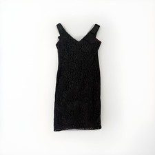 Breakin Loose Black Lace Floral Dress Dark Whimsigoth Vintage 90s 80s sz 6-8 est