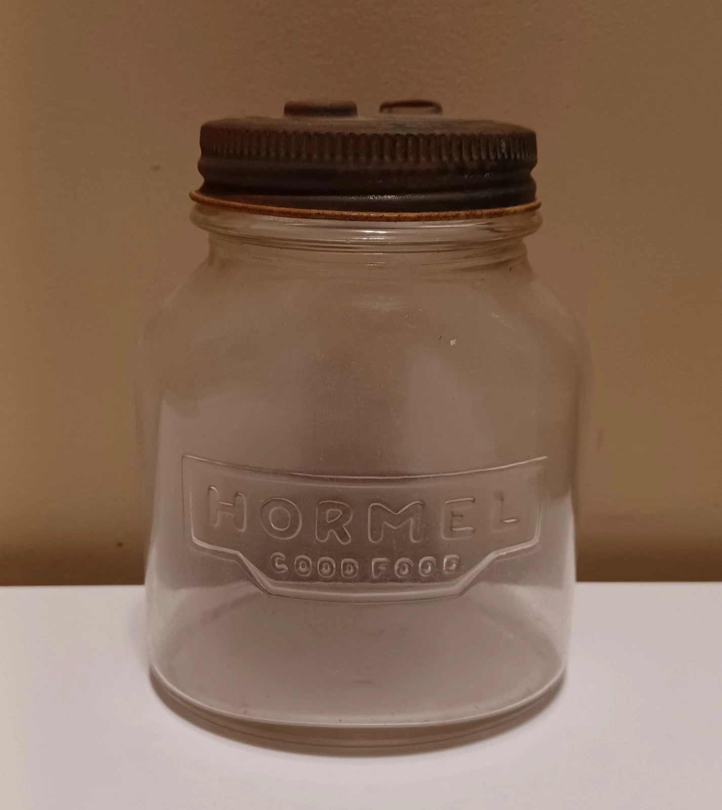 Vintage Collector’s Oval Shaped Glass Hormel Good Food Jar