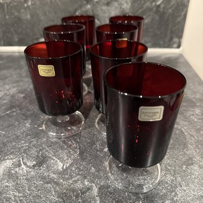 6x Luminarc Rubin Rot Weingläser 70er Vintage Frankreich 11,5 cm Retro