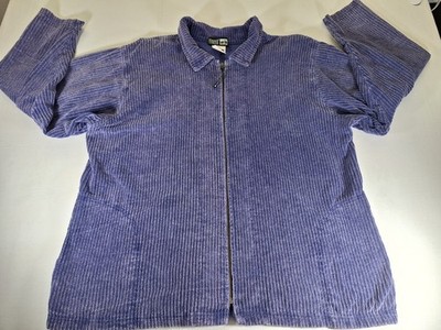 Women's Ezze Wear L Chore Barn Coat Purple Corduroy Utility Jacket Relaxed Fit