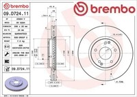 2X Bremsscheibe Brembo 09.D724.11 2 Bremsscheiben Vorderachse Vorne
