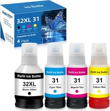 4 Pack Compatible for HP 32XL HP 31 Ink Bottles for Smart Tank Plus 551 651