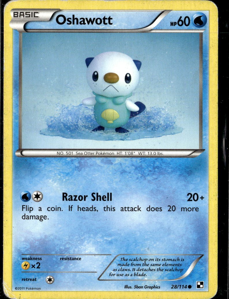 Pokemon Black and White Oshawott 28/114 Common Non Holo