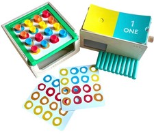 LOVEVERY Lot of 2 Wooden Counting Slider Box Complete  Peg Tap Box Excellent