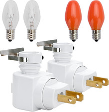 Plug in Night Light Plug with On/Off Switch and Metal Clip,Inculdes 2 7Watt C7 C