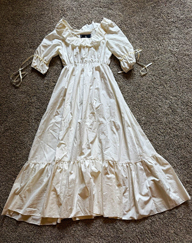Womens White Fanplusfriend Garden Medieval Maxi Dress Ren Faire Renaissance Sz S