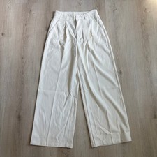 Cider NWT Women's Pleated Off White High Rise Wide-Leg Trousers Size S