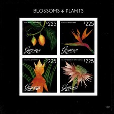 Guyana 2013 - Flowers - Sheet of 4 IMPERF Stamps - Scott #4217 - MNH