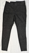 Time Tru High Rise Stretch Fitted Ponte Leggings Sweat Pant Black Gray M 8-10