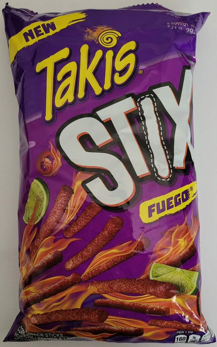 NEW BARCEL TAKIS STIX FUEGO CHILI PEPPER & LIME TORTILLA CORN CHIPS 9.9 OZ  BAG